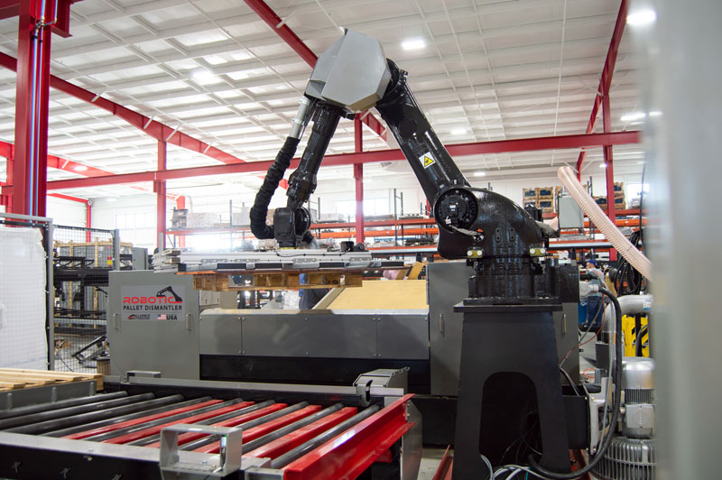 Reconditioned pallets in facility