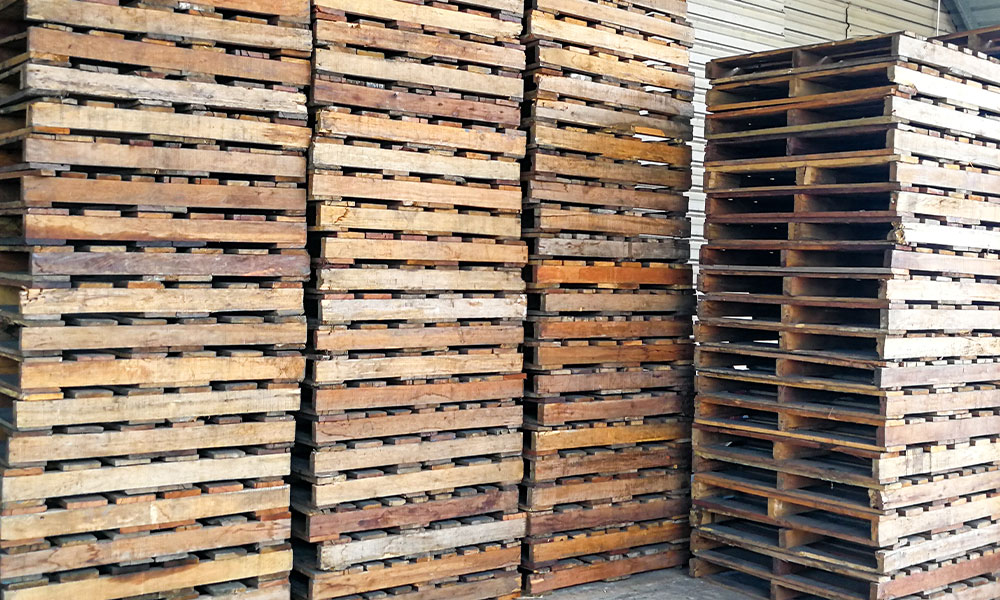 Pallets stacked neatly