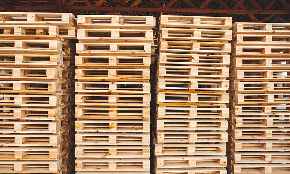 Stack of pallets in warehouse