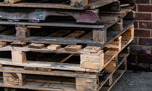 Stack of pallets outside