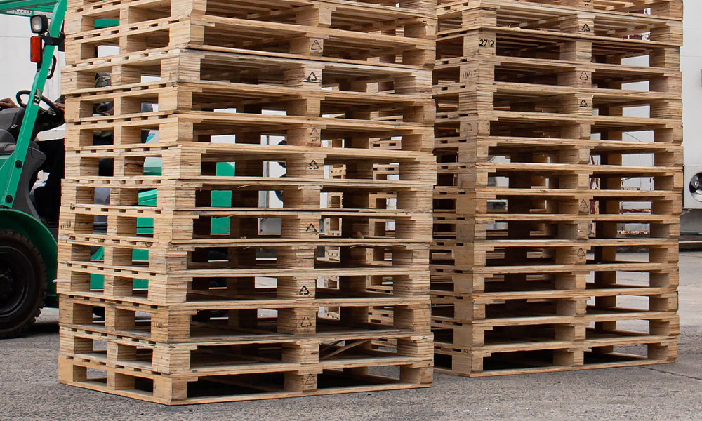 Pallets stacked neatly