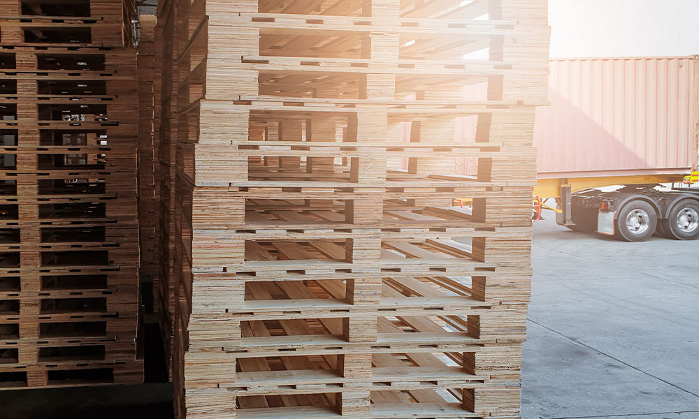 Stack of pallets in warehouse