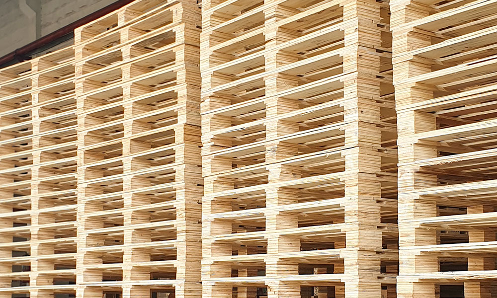 Pallets stacked neatly