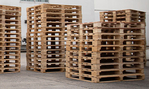 Stack of pallets outside