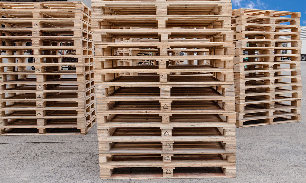 Pallets stacked