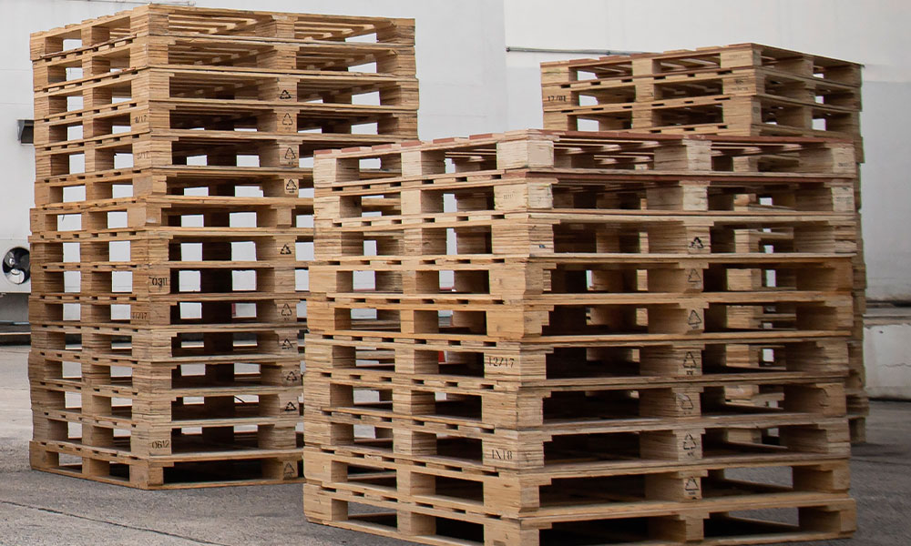 Pallets stacked neatly