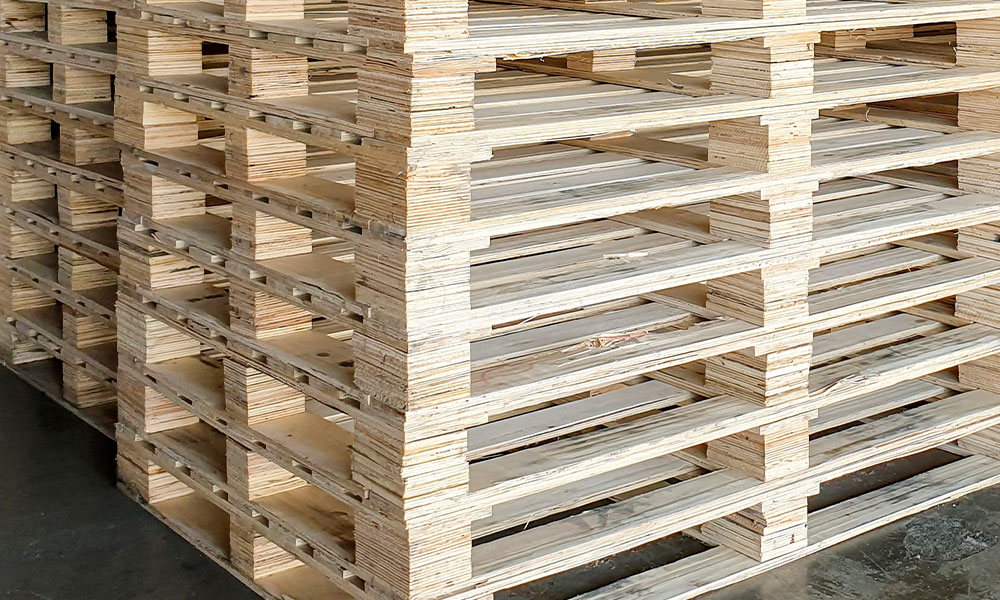 Pallets stacked neatly