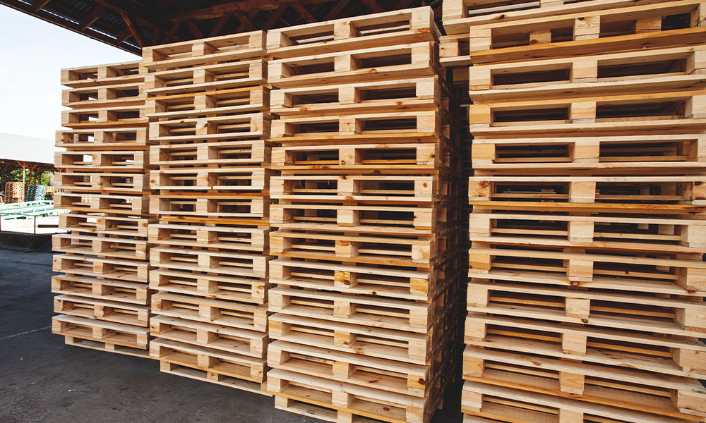 Pallets stacked