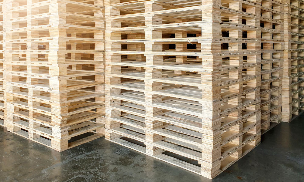 Pallets stacked